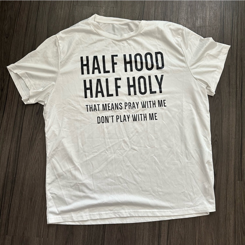“Half Hood Half Holy” Graphic Tee (L)